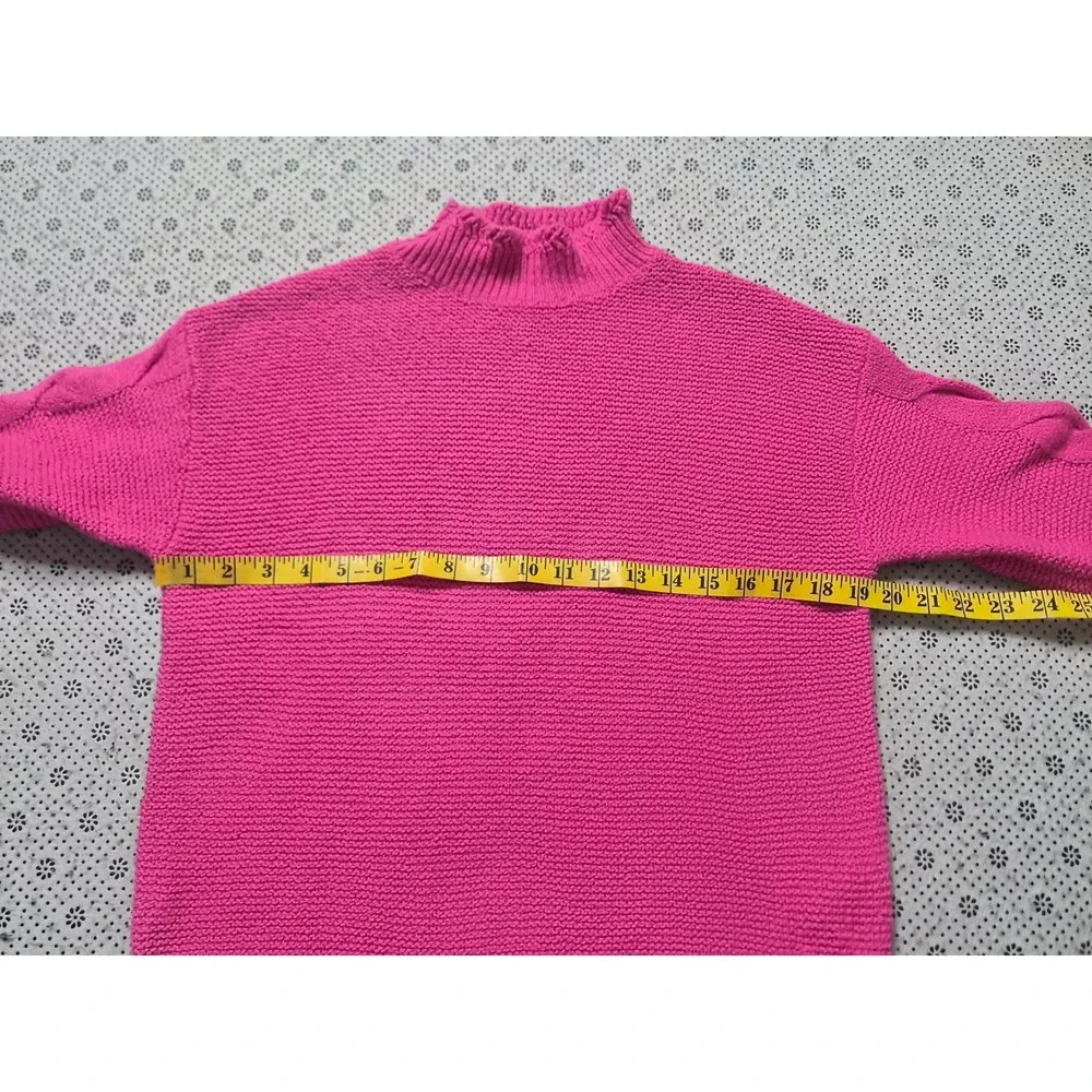 J.‎ Crew Mock Neck Cable Knit Sweater Bright Pink Women's Size M